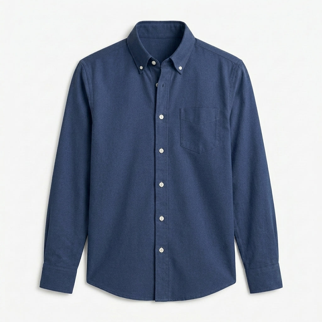 Nkollzqu™ Harborline Soft Oxford Overshirt – Men's Long-Sleeve Cotton-Blend Button-Down Work Shirt
