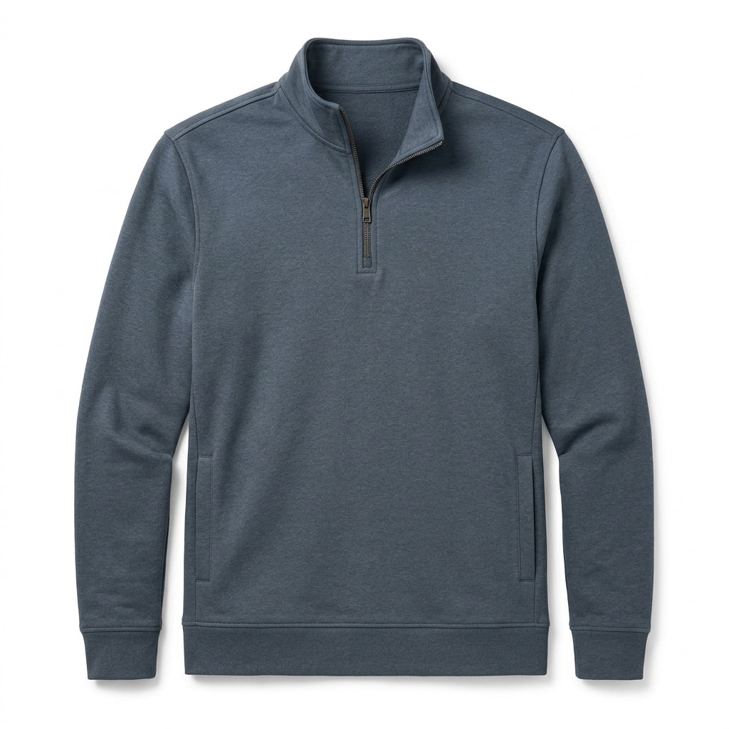 Nkollzqu™ Parkside French Terry Quarter-Zip Pullover – Men's Lightweight Mock-Neck Sweatshirt