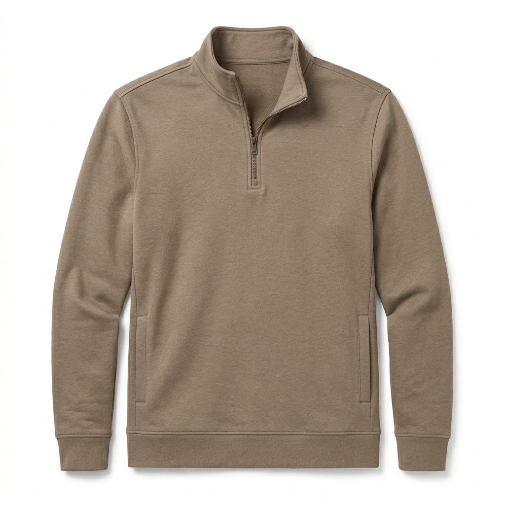 Nkollzqu™ Parkside French Terry Quarter-Zip Pullover – Men's Lightweight Mock-Neck Sweatshirt