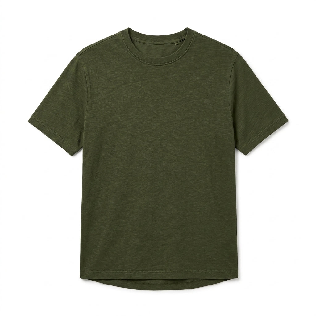 Nkollzqu™ Mercer Slub Cotton Crewneck T-Shirt – Men's Relaxed-Fit Short-Sleeve Textured Basic Tee