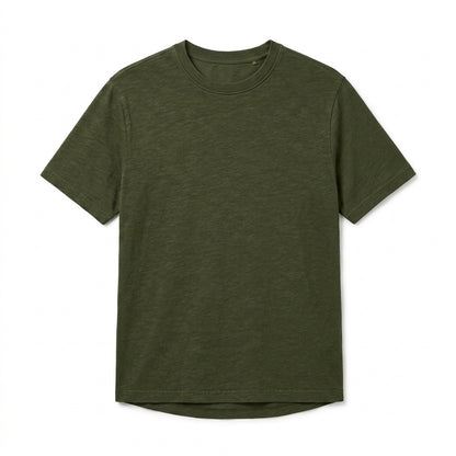 Nkollzqu™ Mercer Slub Cotton Crewneck T-Shirt – Men's Relaxed-Fit Short-Sleeve Textured Basic Tee