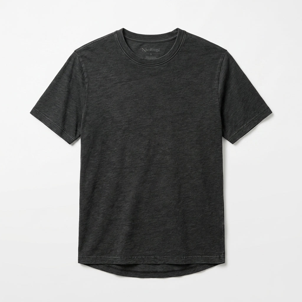 Nkollzqu™ Mercer Slub Cotton Crewneck T-Shirt – Men's Relaxed-Fit Short-Sleeve Textured Basic Tee