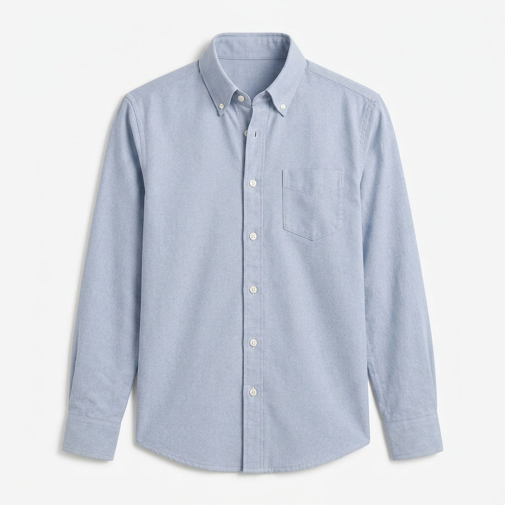 Nkollzqu™ Harborline Soft Oxford Overshirt – Men's Long-Sleeve Cotton-Blend Button-Down Work Shirt