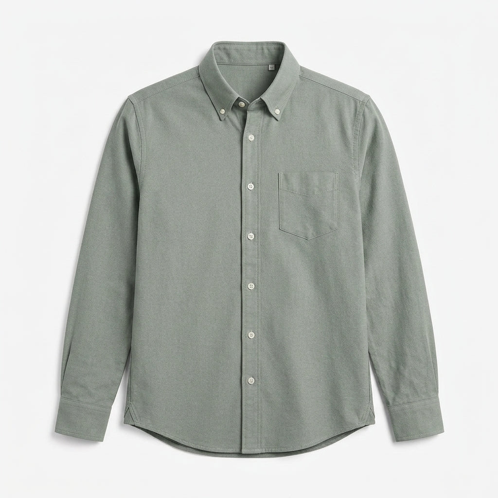 Nkollzqu™ Harborline Soft Oxford Overshirt – Men's Long-Sleeve Cotton-Blend Button-Down Work Shirt