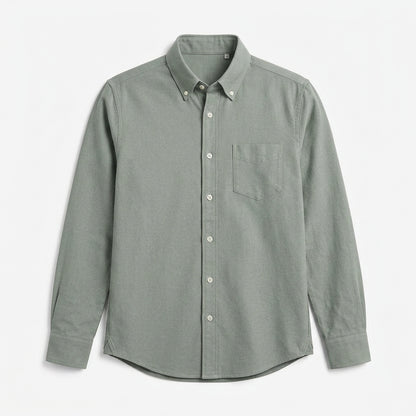 Nkollzqu™ Harborline Soft Oxford Overshirt – Men's Long-Sleeve Cotton-Blend Button-Down Work Shirt