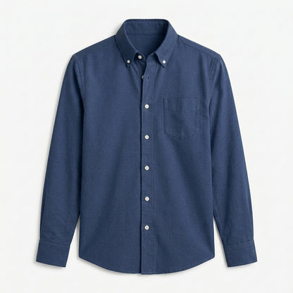 Nkollzqu™ Harborline Soft Oxford Overshirt – Men's Long-Sleeve Cotton-Blend Button-Down Work Shirt