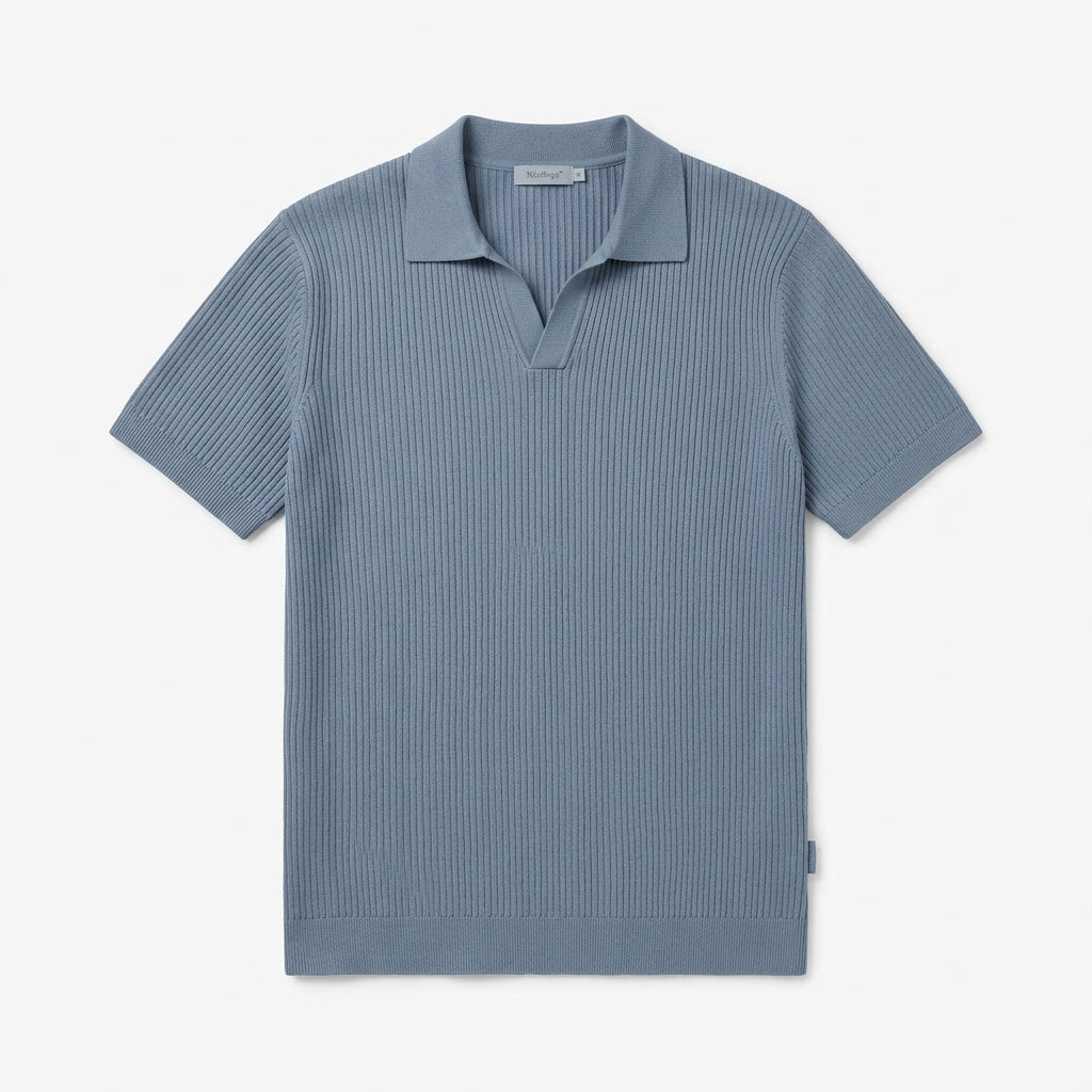 Nkollzqu™ Ridgeway Textured Knit Polo Shirt – Men's Short-Sleeve Johnny-Collar Sweater Polo