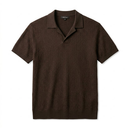 Nkollzqu™ Ridgeway Textured Knit Polo Shirt – Men's Short-Sleeve Johnny-Collar Sweater Polo