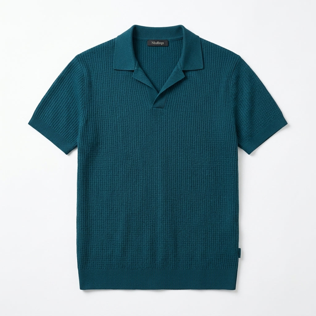Nkollzqu™ Ridgeway Textured Knit Polo Shirt – Men's Short-Sleeve Johnny-Collar Sweater Polo