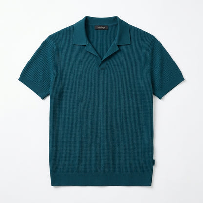 Nkollzqu™ Ridgeway Textured Knit Polo Shirt – Men's Short-Sleeve Johnny-Collar Sweater Polo