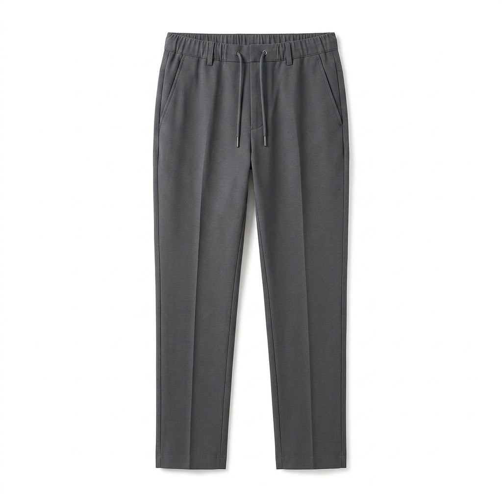 Nkollzqu™ Weekend Tailored Drawstring Pants – Men's Stretch Tapered Pull-On Commuter Trousers