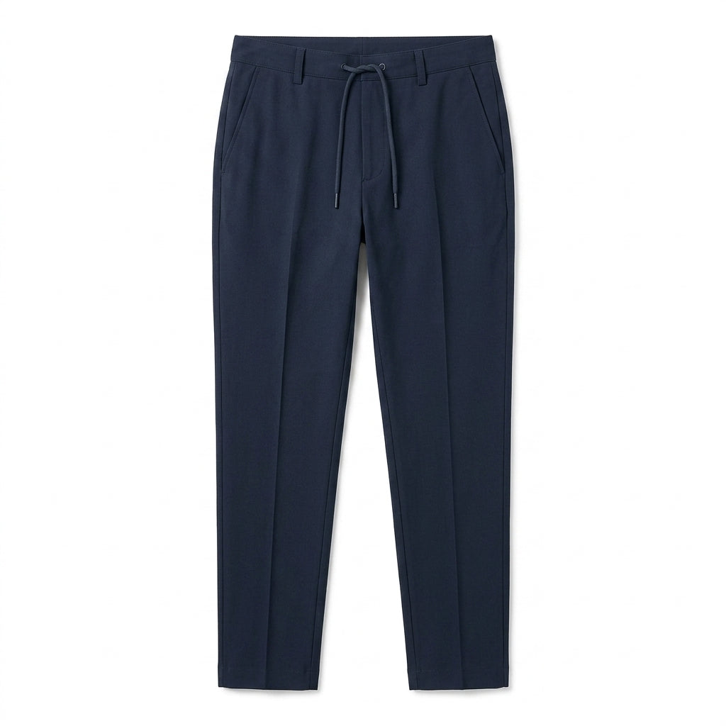 Nkollzqu™ Weekend Tailored Drawstring Pants – Men's Stretch Tapered Pull-On Commuter Trousers