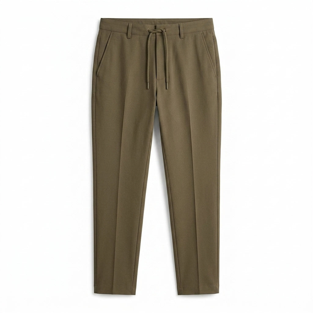 Nkollzqu™ Weekend Tailored Drawstring Pants – Men's Stretch Tapered Pull-On Commuter Trousers