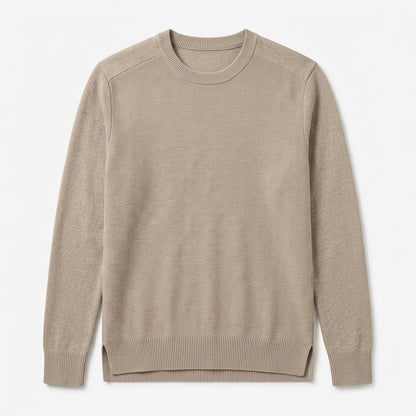 Nkollzqu™ Northline Textured Crewneck Sweater – Men's Lightweight Fine-Rib Cotton-Blend Pullover