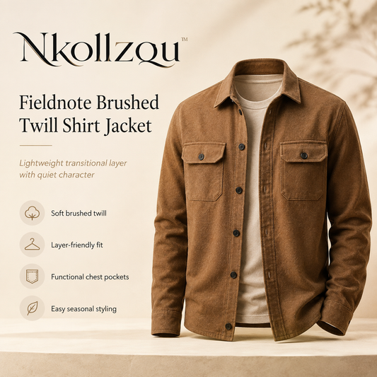 Nkollzqu™ Fieldnote Brushed Twill Shirt Jacket – Men's Lightweight Button-Front Workwear Shacket